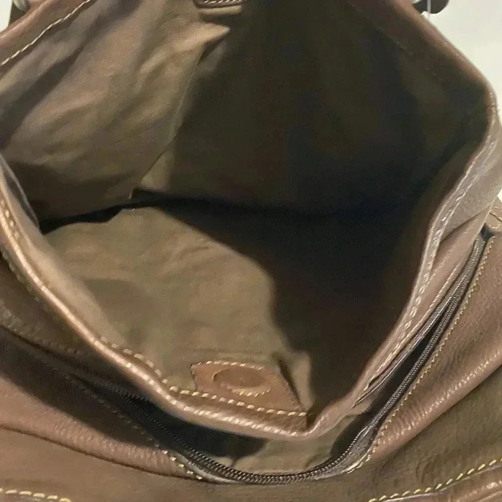 Fossil brown leather satchel handbag